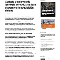 Compra de plantas de Iberdrola por AMLO se lleva el premio a la adquisicin del ao